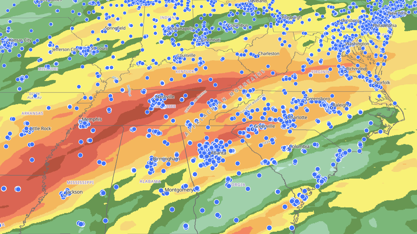 Sample image for client weather risk maps